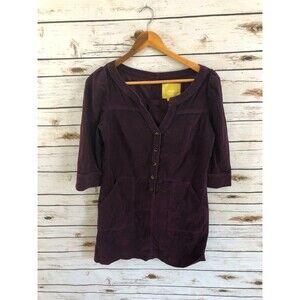 Maeve Purple 3/4 Sleeve button up with Pockets Dress Size 6